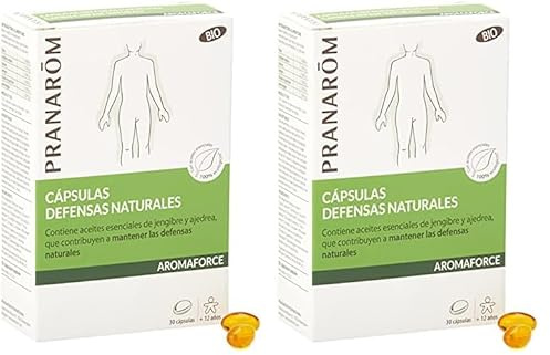 PRANAROM - Aromaforce - Cápsulas de Defensas Naturales con Aceites Esenciales de Jengibre y Ajedrea de Montaña - BIO - 30 Cápsulas (Paquete de 2)