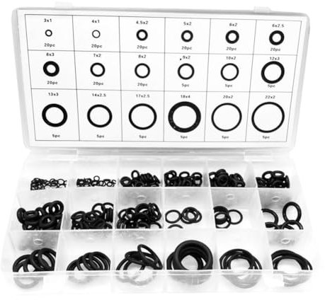 225 Pezzi Anelli di tenuta Set, Misure O-Ring Gomma Guarnizioni di Tenuta Kit, 18 Diverse Guarnizione, per il Tubo Della Valvola Dell'impianto Idraulico Automobilistico