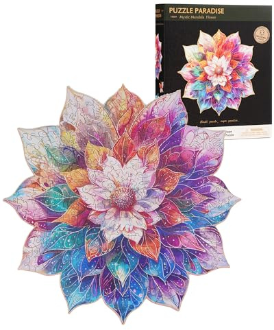 ROBOTIME Puzzles en Bois - Fleur de Mandala, 200 pièces Puzzle Bois pour Adolescents et Adultes, 283x287cm, Puzzles Éducatifs Colorés pour Anniversaire, Noël