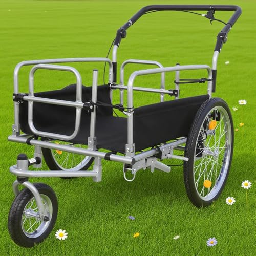 3-in-1 Heavy-Duty Bike Cargo Trailer, 110lb Capacity, 20 Wheels & Accessories (1Pcs)