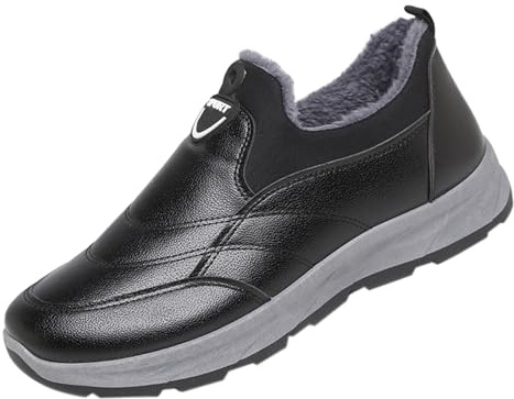 Sneaker herr svarta, vinterskor herr fodrade, herrlöparskor, lätta skor, vinter, sportskor, slip-on, sneakers, mjuka vandringsskor, halkfria utomhusskor för fritid, camping