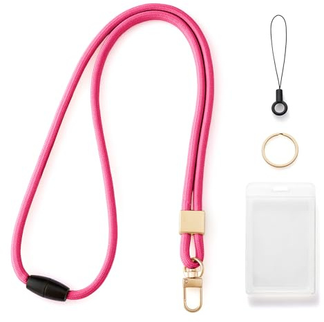 CHUQING Halsband för nycklar Nyckelring Långa töjbara band för ID-märken Nyckelring Telefon Halsband Kryssningslinor Fuchsia