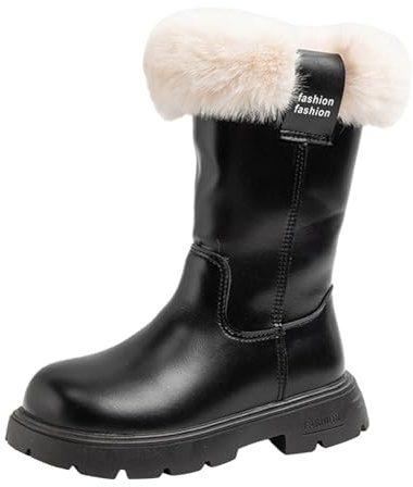 Generisch Stivali traspiranti per ragazze, invernali, da equitazione, per autunno e inverno, corti, antiscivolo, in pelle, per bambini, invernali, termici, O nero., 33 EU