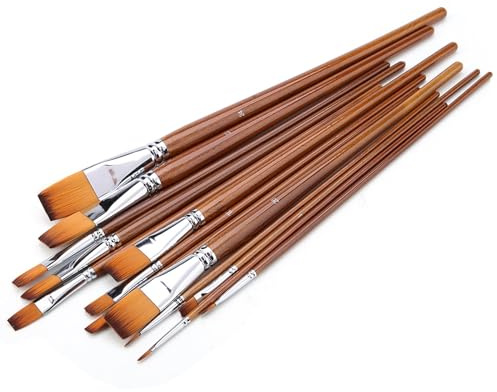 Haofy Ensemble de Pinceaux de Peinture à L'huile Aquarelle, Fournitures D'art Professionnelles, Poils en Nylon de Haute qualité, Manche en Bois pour Artiste, étudiant, Enfants 13 Pièces