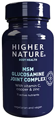 Higher Nature - MSM Glucosamine Joint Complex - Vitamin C, Copper, Zinc & Botanical Complex Tablets for Women & Men - Vegetarian & Vegan - 90 Tablets