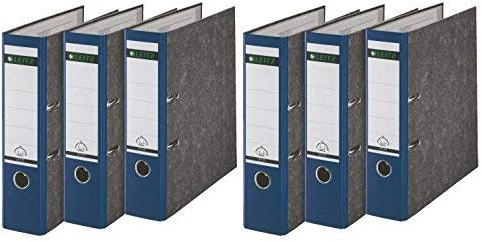 Leitz 1080 Qualitäts-Ordner 180A mit Schlitzen A4 Breit, 6 Stück im Sparpack (blau, 2)