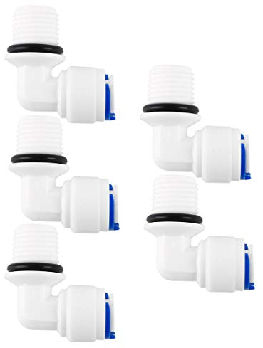 sourcing map 5pcs 1/4 Inch BSP Male to 1/4 Inch OD Elbow Quick Connect Water Purifiers Tube Fittings Push Connector Water Hose for RO Reverse Osmosis System