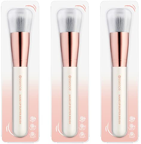 essence MAKE UP BUFFER BRUSH, Make-Up Pinsel, Weiss, Nanopartikel frei, 3er Pack (3x1pcs)