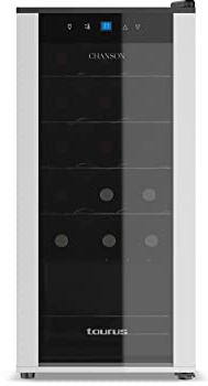 Taurus WC18C - Cave à vin pour 18 bouteilles, silencieux, ne vibre pas, isolation spéciale de l'intérieur, porte vitrée, température réglable, éclairage intérieur, noir