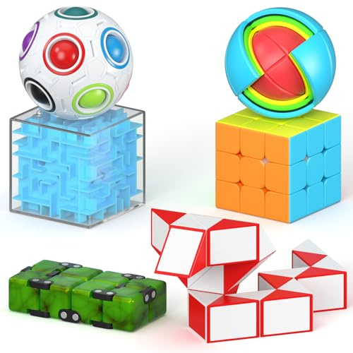 Vdealen Puzzle Rompicapo, Cubo Magico 3x3, Scatola Labirinto, Palla Puzzle, Palla della Saggezza, Giochi di Giocattoli Educativi IQ per Bambini Adolescenti Adulti (6 Pacchetto)