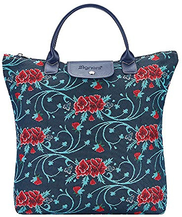 Signare Woman Foldaway Canvas Tote Bag – Large Reusable Shopping Shoulder Bag, Durable and Lightweight, Ideal for Groceries, Beach, Travel, and Daily Use