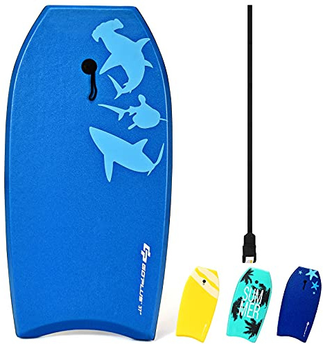GOPLUS Surfboard Surfbrett Bodyboard Shortboard Schwimmbrett Farbwahl, Schwimmboard 94x47x5,5cm (Himmelblau-M)