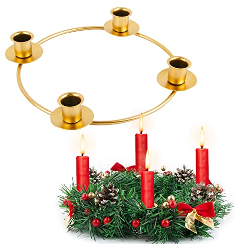 BOFUNX Portacandele in Metallo Portacandele Candeliere di Natale Porta Candele da Tavolo con 4 Supporti Decorazioni per Natale Corona dell'Avvento Cena a Lume di Candela