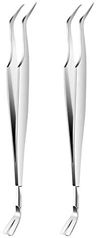 ccHuDE 2 Pcs Stainless Steel Tick Tweezers Dual Tipped Tick Remover Tool First Aid Tweezers Tick Killer Tweezer for Human Dogs Cats