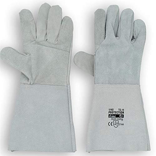 La zappa Guanti da saldatore in crosta bovina con polsino lungo h 14 cm T.10