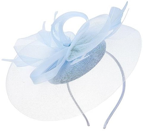 FRCOLOR Bankett-Hochzeits-Braut-Fascinator-Hut Hochzeits-Topper Europäische Und Amerikanische Vintage-Braut-Kopfbedeckungen Für Die Hochzeit Hellblauer Hut Charmante Trendige Hüte