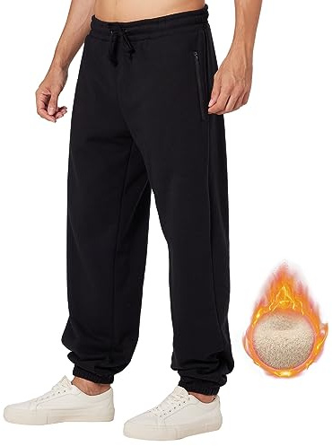 ineepor Pantalon Chandal Hombre Deportivos Hombres Pantalones Forro Polar Baggy Holgados Invierno Termico Fleece Jogger Sweatpants con Bolsillos de Cremallera