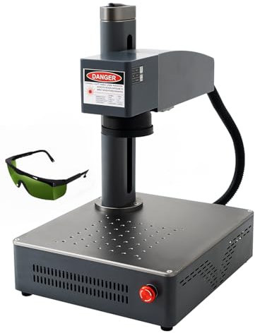 FONLAND Máquina de Marcado Láser de Fibra 20W Con Kit Rotativo, Máquina de Grabado Portátil Grabador Láser de Fibra de Escritorio Grabador de Placa de Identificación de Metal Para Joyería