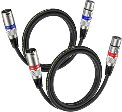 NUOSIYA XLR Kabel 1m 2 Pack, Mikrofon XLR Symmetrisch Audio Verlängerungskabel, 3-poligen Adapter XLR Stecker auf Buchse Kabel für Studio-Recorder, Mikrofon, Mixer, Lautsprechersystem