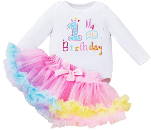 Winmany Baby flicka 1:a födelsedagen TuTuTuTu-kjol set långärmad sparkdräkt första födelsedagen smash cake outfits festklänning set