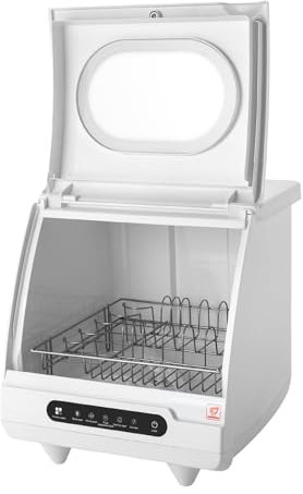 Mini Lave Vaisselle,Lave-Vaisselle de Table Mini Lave - Vaisselle Sur Table de Comptoir Portable Contrôle Tactile Deux Modes Lavage,Convient Pour la Maison,le Bureau,Blanc