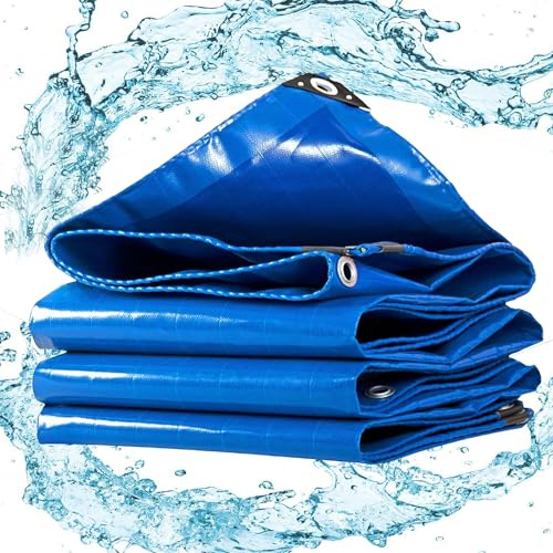 Pro Lona Reforzada 7x8 m 500g/m² Lona Remolque Lona Piscina con Ojales Protege contra el Agua, desgarros, Resistente al Clima frío LXX94W, Azúl