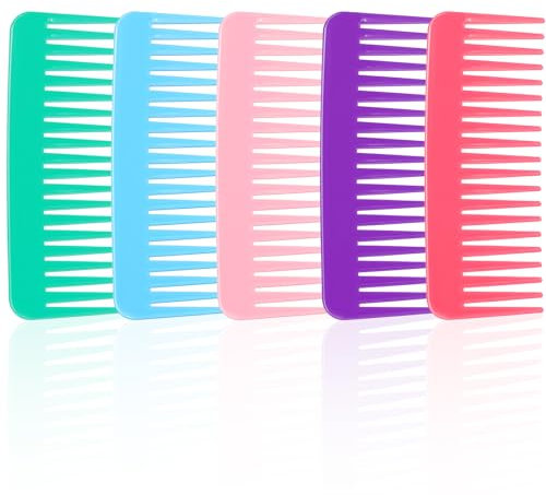 5 Stück Tragbarer Lockenkamm Breitzahniger Locken Kamm Frauen Ohne Griff Strähnenkamm Grob Breiter Zahnkamm Damen Haarkamm Mit Großen Zähnen Für Mädchen Locken Lange Haar (5 Farben)