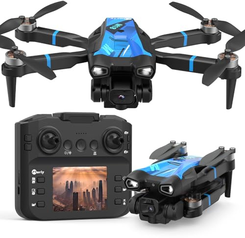 Morlyrctooy M18LCD Drone with 4K Camera for Adults Drone with Screen on Controller Brushless Motor Optical Flow Positioning Headless Mode One Key Takeoff/Landing RC Quadcopter for Beginners Adults Gifts