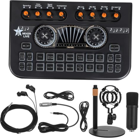 Yardenfun Carte pour Microphone Table de Mixage Audio pour Streaming et Gaming Console de Mixage Multicanaux Mixeur Stéréo pour Podcast et Enregistrement Musical