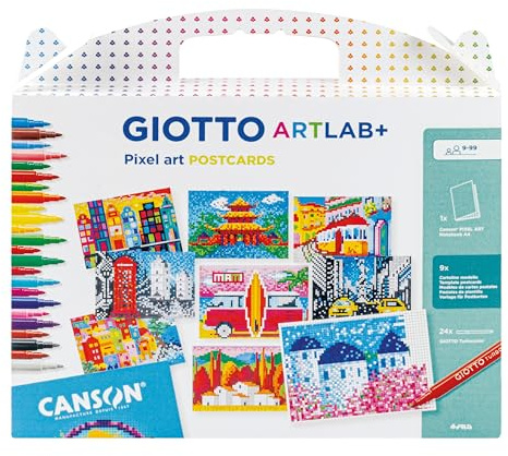 Giotto Set Creativo, ArtLab+ Postales Pixel Art, 120g, Caja de Cartón, 35 Unidades