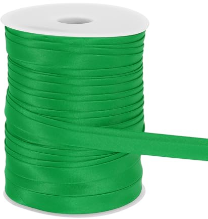 QUARKZMAN Cinta De Sesgo Doble Plegada Para Costura 3/5 Pulgada X 55 Yardas Cinta De Satén Preplegada Continua Para Ribetear Acabados Enguatar Hacer Manualidades DIY Verde