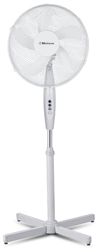 Belaco 16 Inch Pedestal Fan with Oscillation, Upgraded 5 Blades, Adjustable Height, Quiet Powerful Cooling Airflow, 45W, White