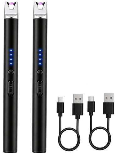Accendino ad arco elettrico USB ricaricabile Accendino al plasma per candela antivento senza fiamma per accendere, candele, barbecue e forni, ideale per uso quotidiano (set di 2, nero)