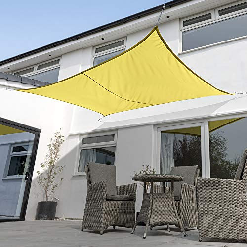 Kookaburra Waterproof Garden Sun Shade Sail Canopy in Yellow 98% UV Block (5m x 4m Rectangle)