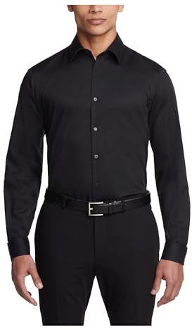Van Heusen Men's Flex Collar Slim Fit Stretch Dress Shirt Shirt, Black, 15.5 Neck 34-35 Sleeve