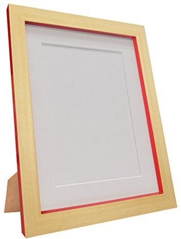 FRAMES BY POST - Marco de Fotos de plástico con Marco de Cristal, Reciclado, Madera de Haya y Rojo con Soporte Blanco, 24 x 18 Pulgadas, tamaño de Imagen 18 x 12 Pulgadas