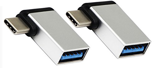 zdyCGTime Adaptador USB C a USB 3.0, USB A 3.0 Hembra a 90 ángulo Derecho e Izquierdo Tipo C Macho, (Plata) 2 Unidades