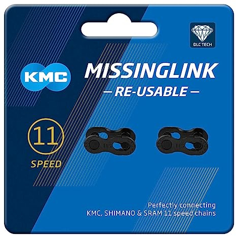 Missing Link von KMC, Kettenverschlussglied, 11R DLC Black, 2 Stück, wiederverwendbar, schwarz