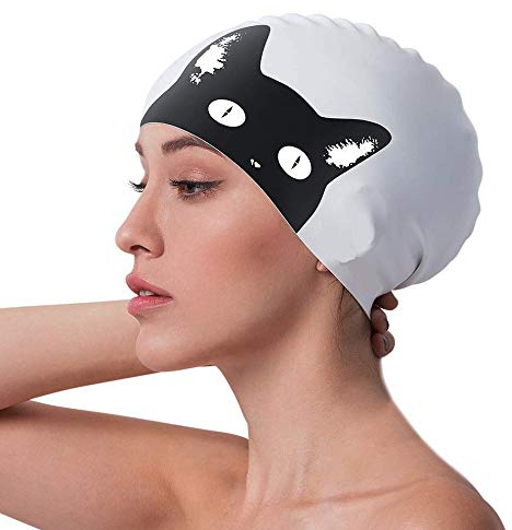 iwobi Badekappe Damen, Erwachsene Badekappe für Lange Haare, Silikon Swimming Cap Schwimmhaube, Unisex wasserdichte Bademütze für Männer Frauen