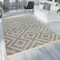 Paco Home Moderner Outdoor Teppich Geometrisches Rauten-Muster im Vintage-Look Flachgewebe Wetterfest & Pflegeleicht für Garten, Terrasse & Balkon, Grau Weiß, Grösse:160x220 cm