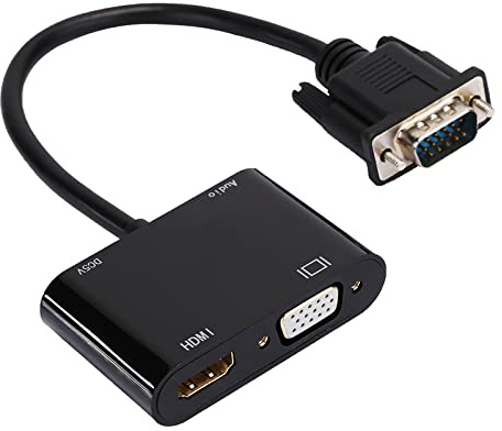 VGA till HDMI-adapter, VGA- till 1080P HDMI VGA-omvandlare med 3,5 mm stereoljud, dongel för TV, dator, bärbar dator, bildskärm, projektor