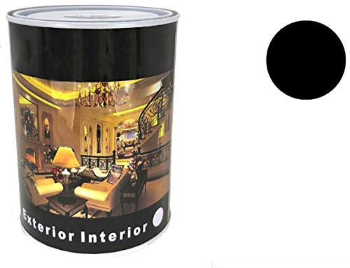 H HANSEL HOME Pintura Esmalte al Disolvente para Madera y Metal, Pintura Alquidica de Rápido Secado para Superfícies Interiores y Exteriores(Negro Mate, 750 ML)