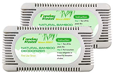 2Packs Fonday Refrigerator Deodorizer, Odor Eliminator for Fridges, Freezers, Coolers & Lunch Boxes, Natural Bamboo Activated Charcoal Fridge Deodorizer, More Effective Than Baking Soda