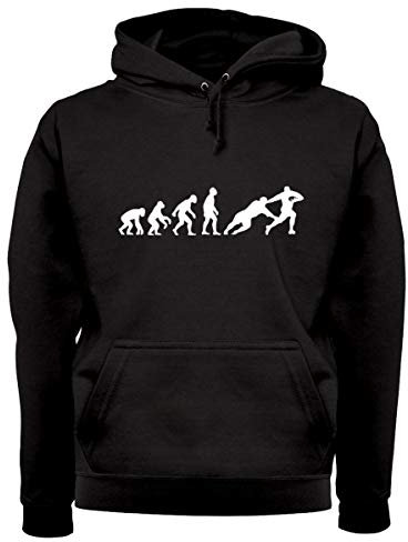 Evolution of Man Rugby - Unisex Premium Hoodie/Hooded Top - Black - XL