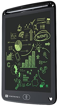 Portronics Ruffpad 12 m återskrivbar flerfärgad LCD-skrivplatta 30,4 cm (12 tum) skrivområde, radering med enkelt tryck, smart lås, lång batteritid, Indiens första anteckningsblock för att spara och