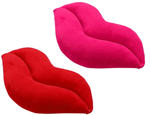 2Piezas Cojines Decorativos Forma de Labios de Almohadas de Felpa para Sofá y Cama para Decoración de Habitaciones y Cumpleaños y Navidad