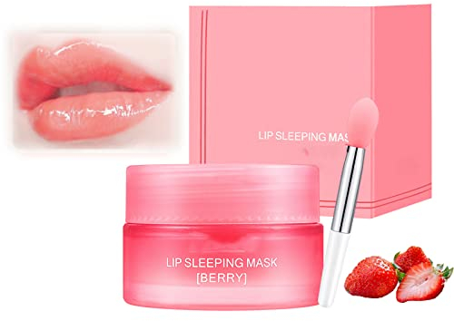 Tongyend Lip Sleeping Mask Overnight Strawberry Masks Skincare Oils,Lip Moisturiser for Dry Chapped Peeling Cracked Lips Fades Lines,Lip Balm Locks In Moisture Care 20g-Strawberry01, 1, 1.0 gram