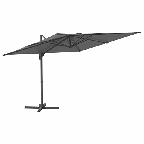 Camerina Ampelschirm mit Aluminium-Mast Windsicherung Ampelschirm Sonnenschirme FüR Terrasse Garten Sonnenschirm Anthrazit 400x300 cm