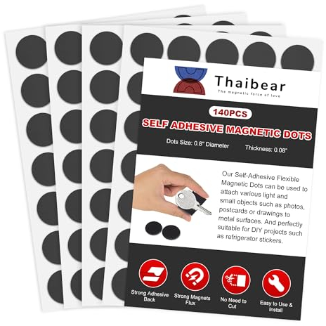 140PCs Magnetic Dots, Self Adhesive Magnet Dots, Flexible Sticky Magnetic Tape - Easy Peel and Stick Magnetic Strips with Adhesive, Small Magnets Stickers for Crafts, Whiteboard, Fridge, DIY