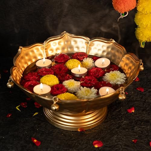 Ekhasa Urli - Cuenco para decoración del hogar y artículos decorativos de mesa, flores flotantes o velas de té, cuenco de agua para Diwali Pooja y otros festivales, regalo para ceremonia de